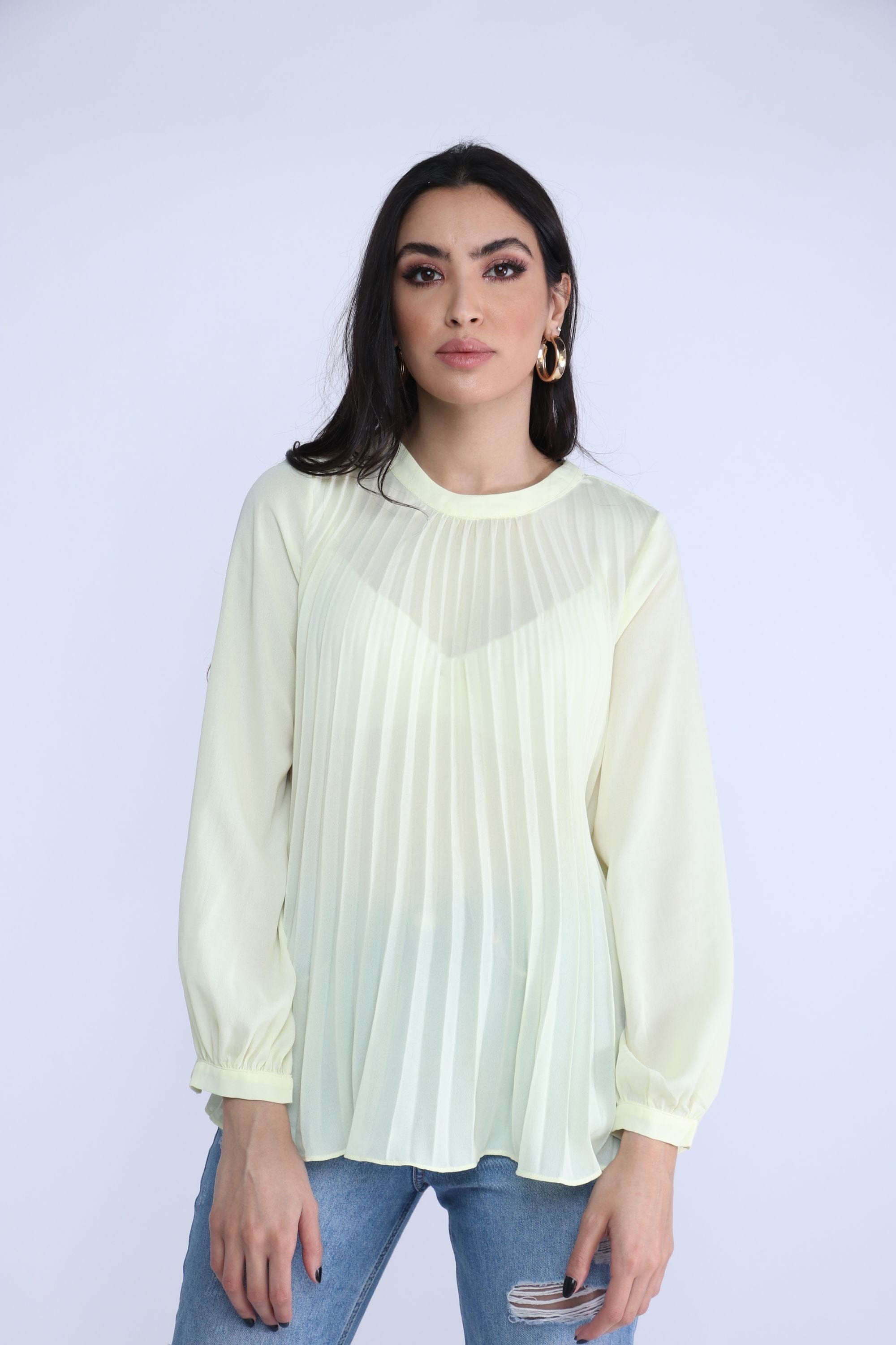 نتشي بلوزة بليسيه طويلة كم طويل نسائي