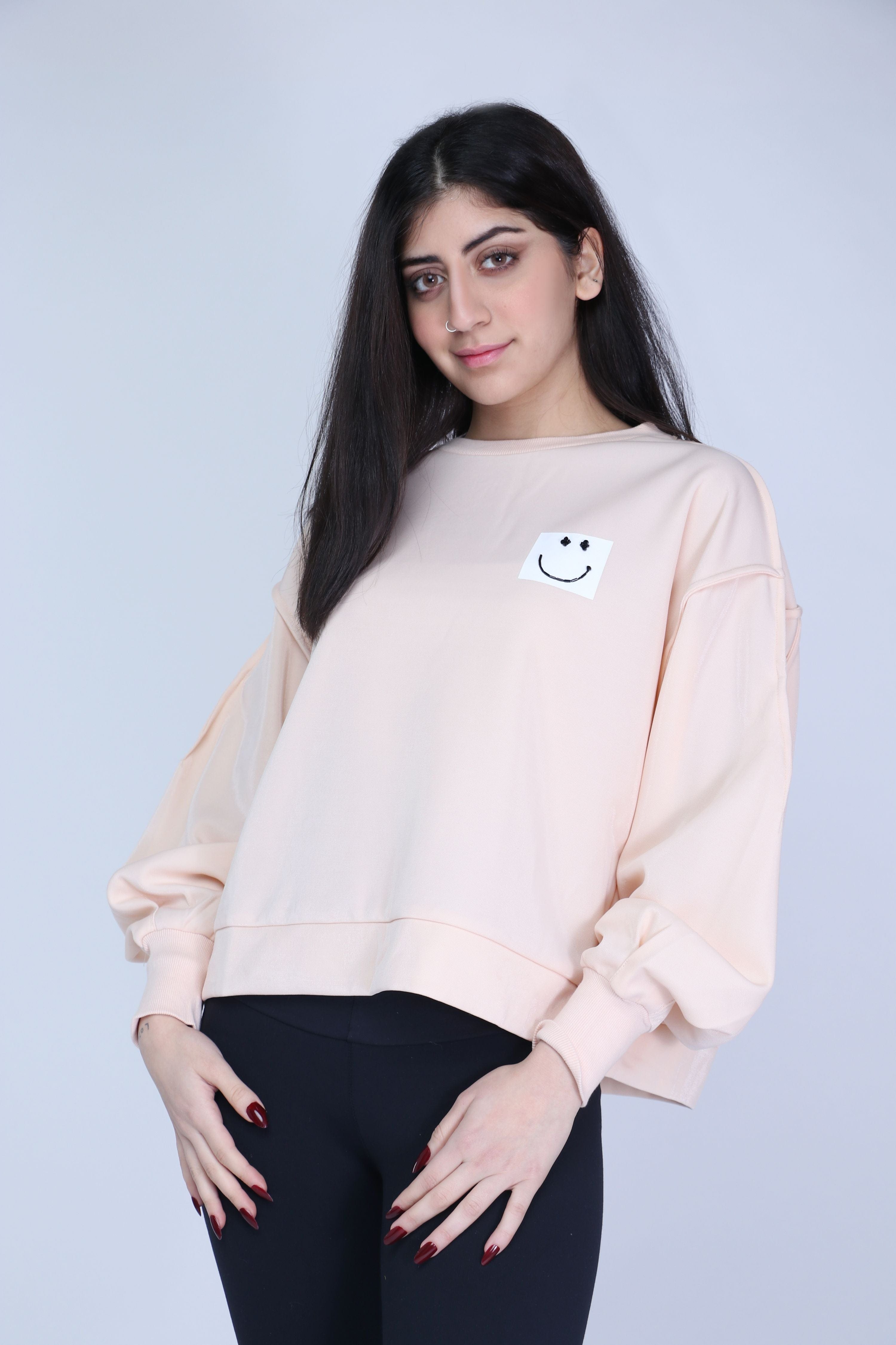 كيتشن بلوزة اوفر سايز كم طويل منفوخ بأساور نسائي