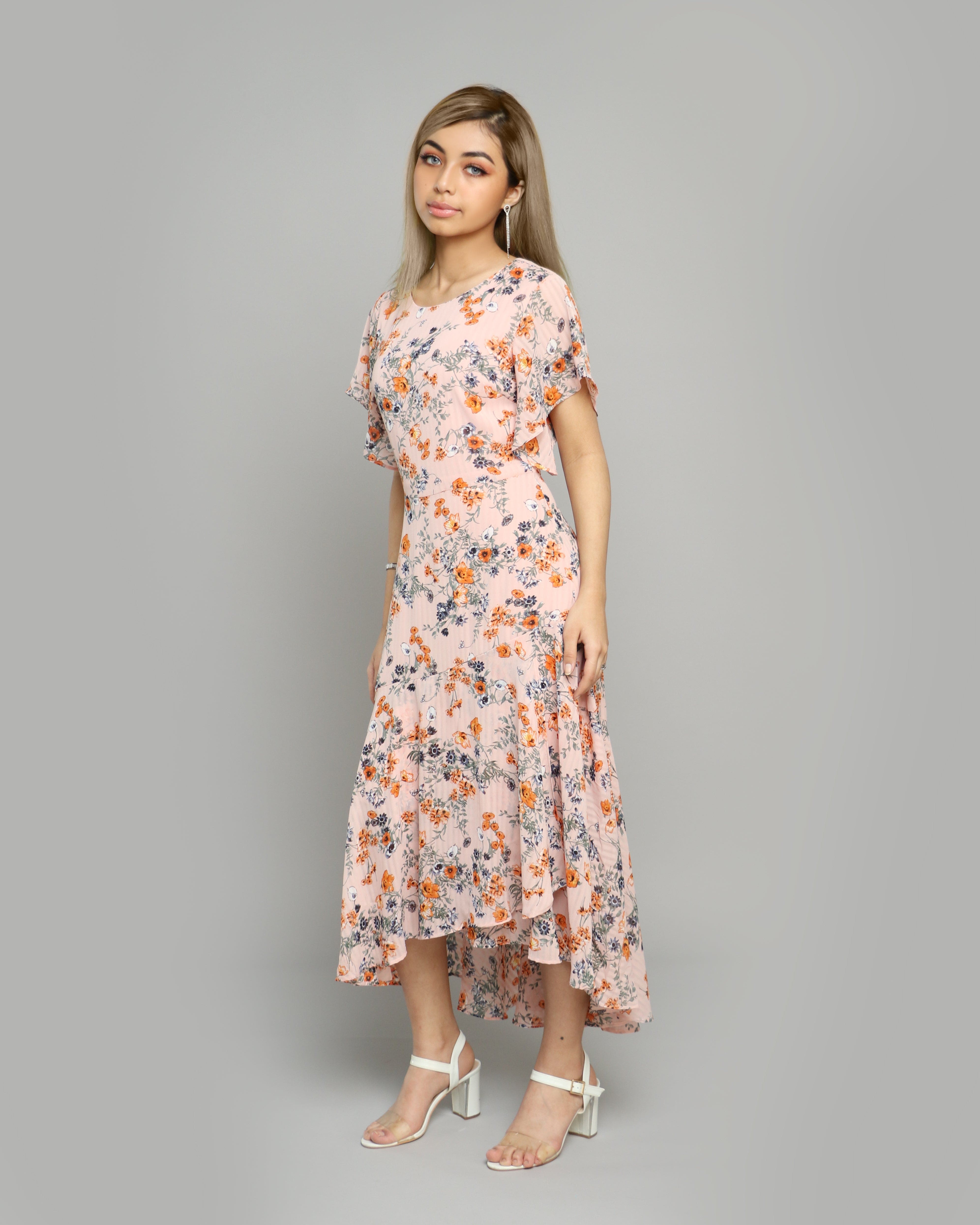 ميكا فستان ميدي مورد مخصر كم قصير مكشكش