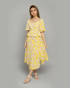 ميكا بلوزة مشجرة مخصرة مفتوحة من الصدر 3/4 كم بف نسائي