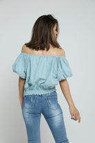 ميكا بلوزة أوف شولدر كم قصير منفوخ نسائي