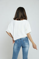 ميكا بلوزة بأكمام قصيرة اوفر سايز مطبوعة