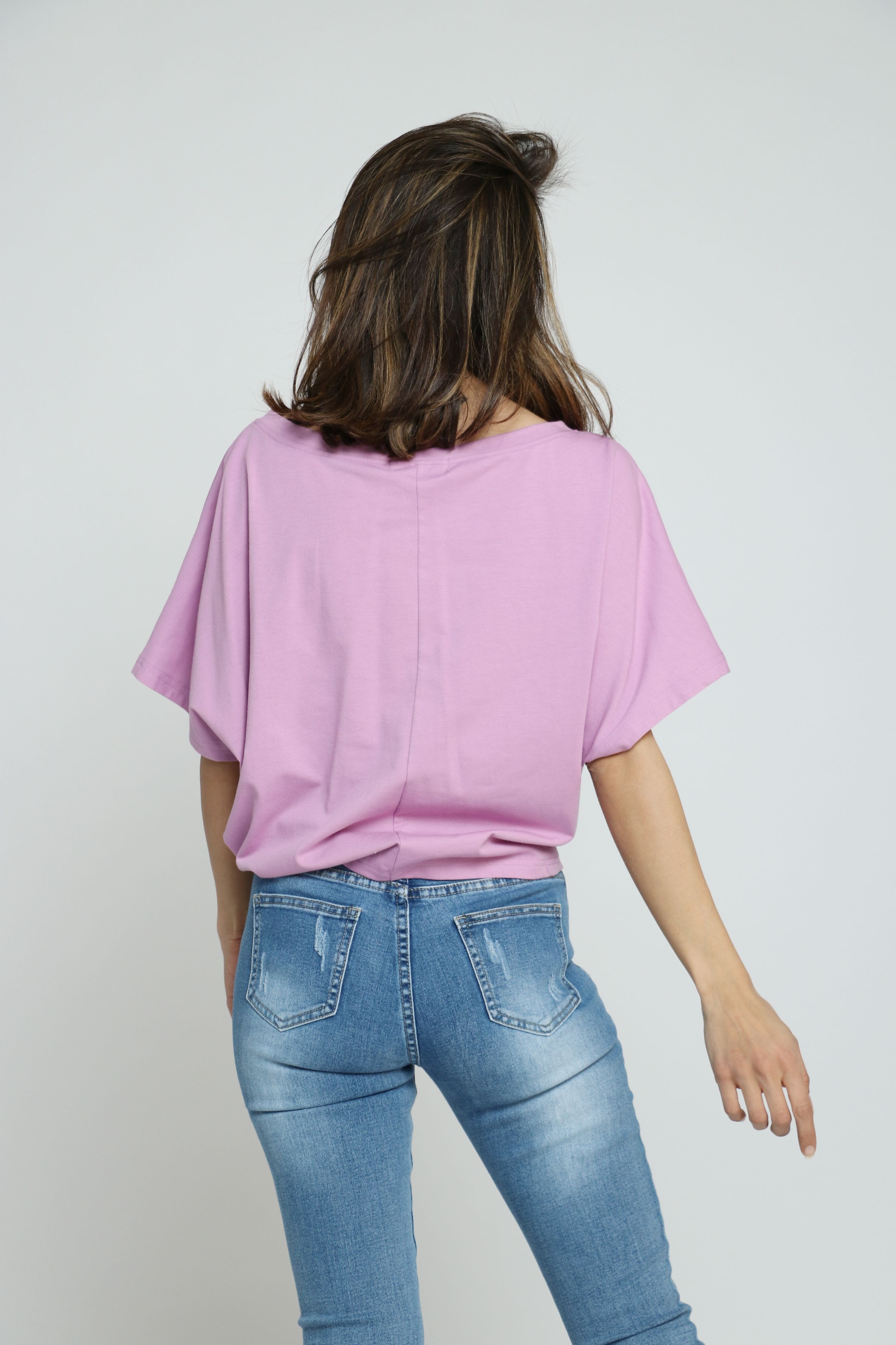 ميكا بلوزة بأكمام قصيرة اوفر سايز مطبوعة