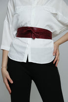 كيتشن حزام عريض جلد منقوش بربطة أمامية نسائي