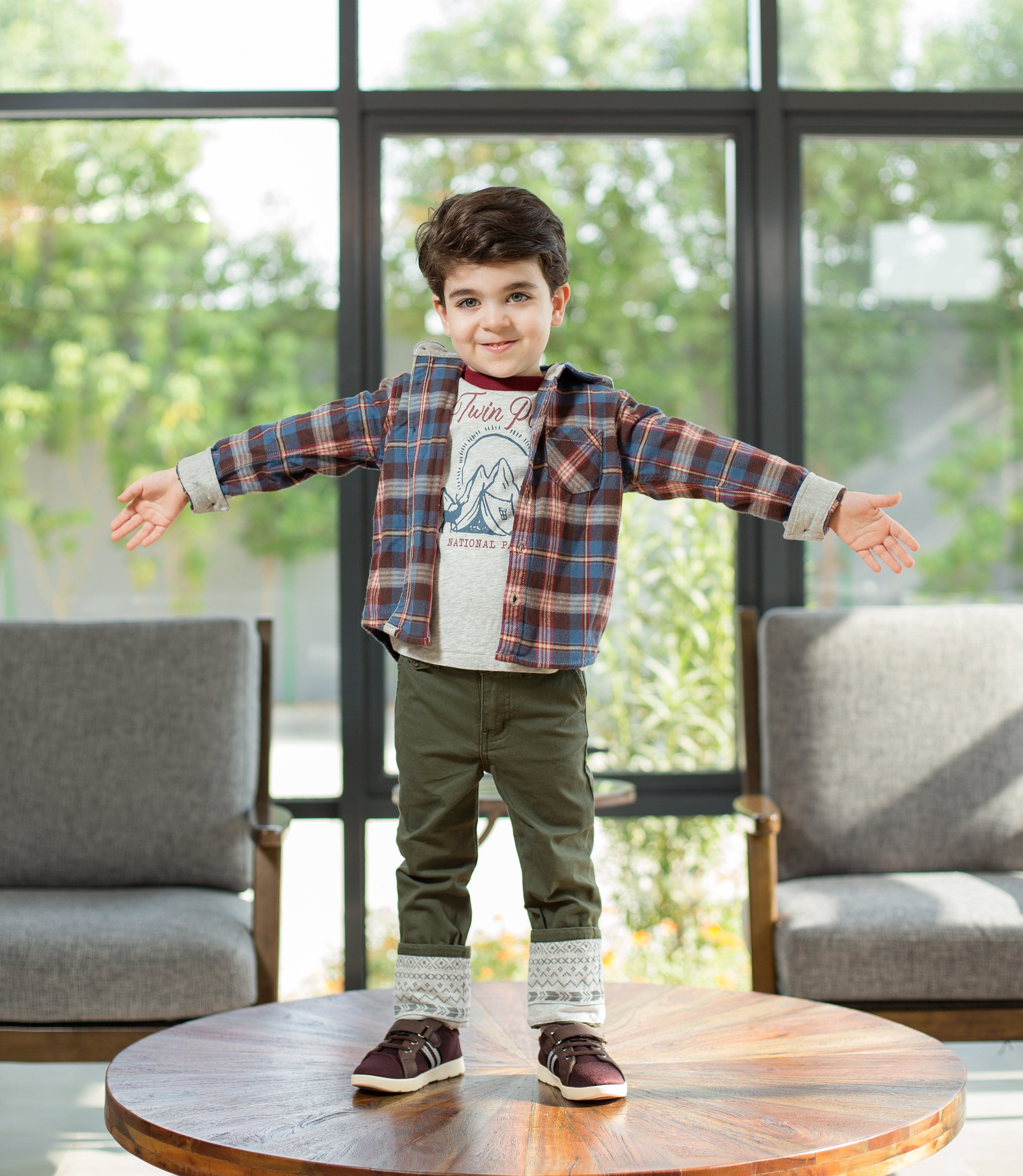 جينجرسنابس بنطلون ولادي سادة مشجر من أسفل أعماق عميقة