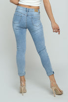 كيتشن بنطلون جينز مقطع مبطن سكيني طويل نسائي