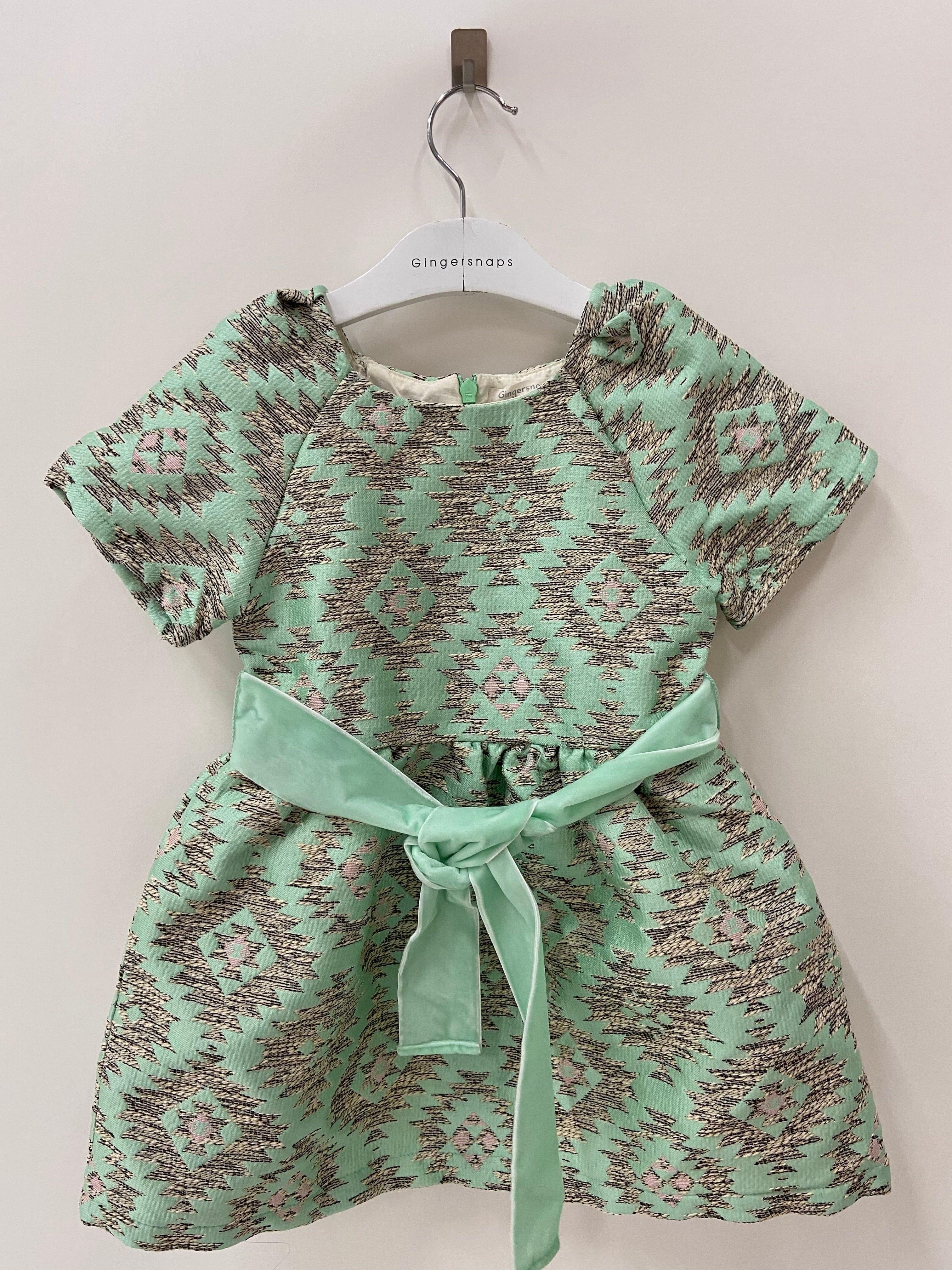 جينجرسنابس فستان بناتي منقوش لامع نص كم بربطة عريضة متعدد الألوان