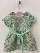 جينجرسنابس فستان بناتي منقوش لامع نص كم بربطة عريضة متعدد الألوان