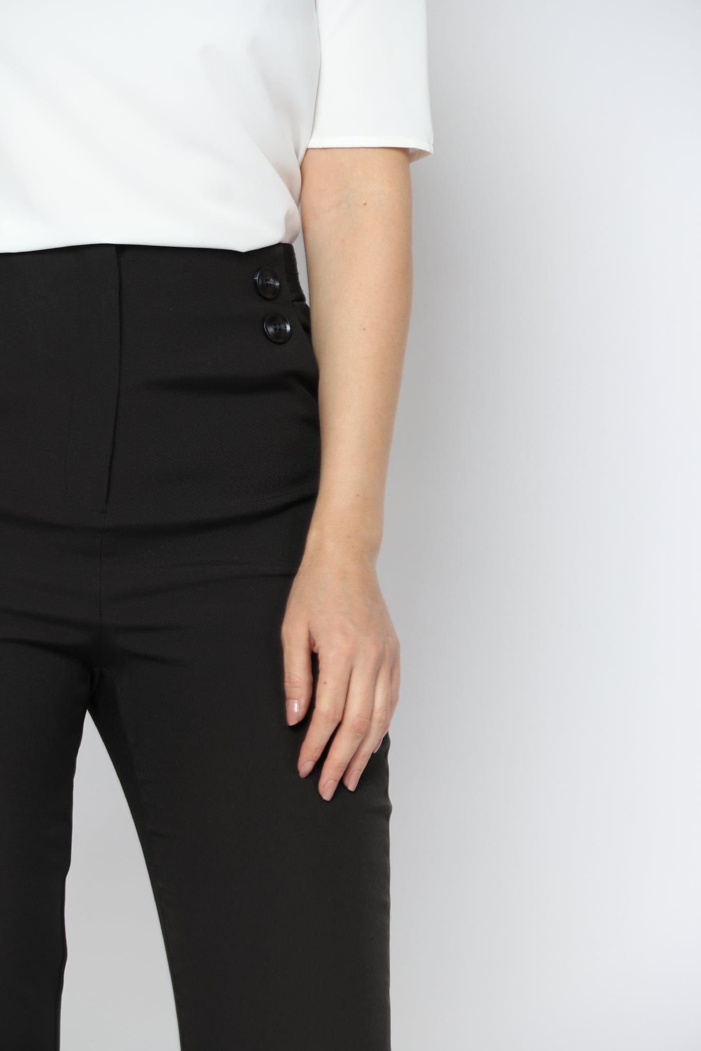 نتشي بنطلون سادة خصر مرتفع بجيوب طويل نسائي