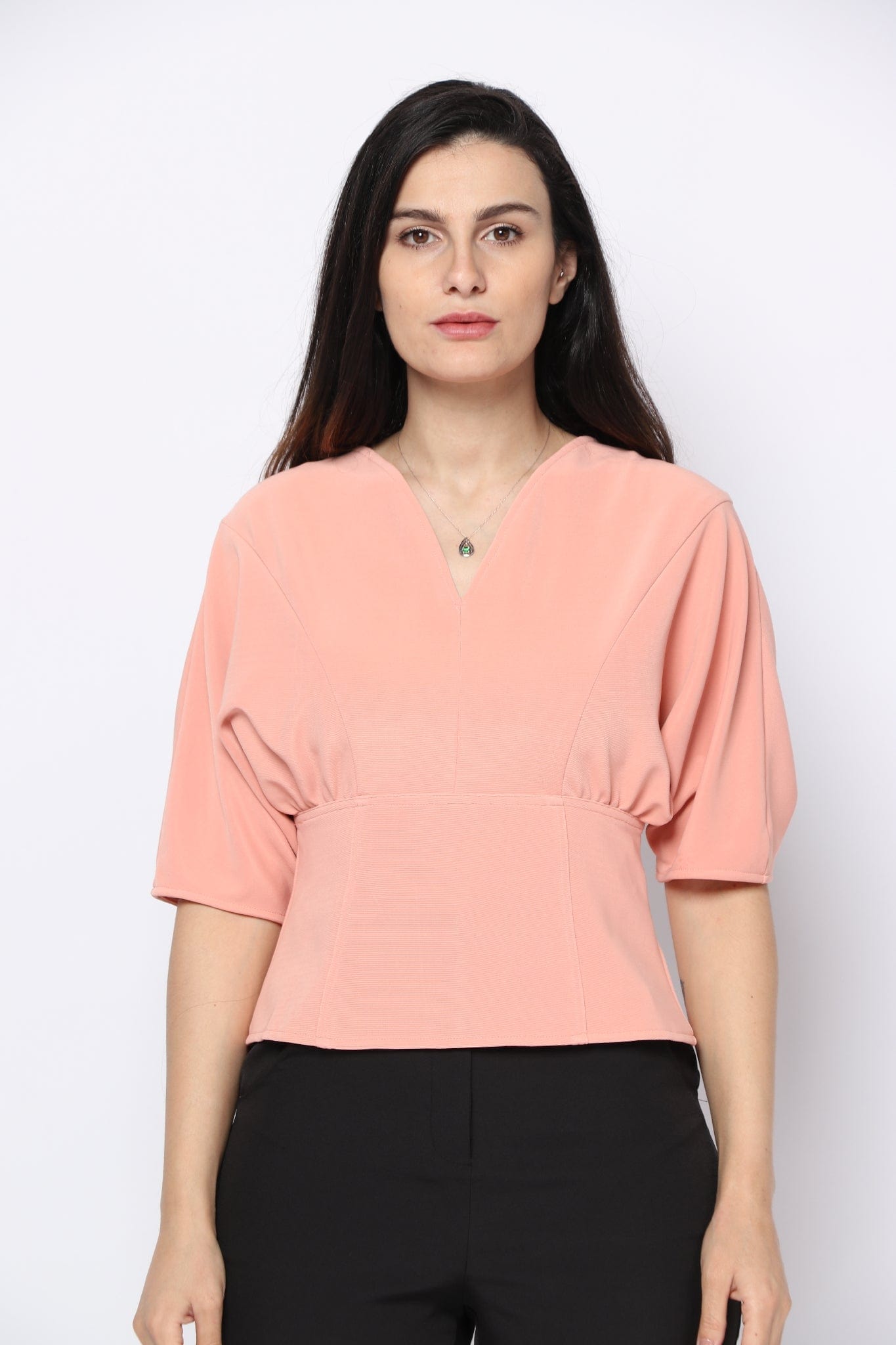 نتشي بلوزة سبعة بخصر ضيق 3/4 كم نسائي