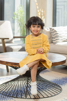 جينجرسنابس فستان بناتي مطرز بالخيط كم طويل برتقالي غامق