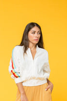 كيتشن جاكيت بوليستر كم طويل مع خطوط نسائي