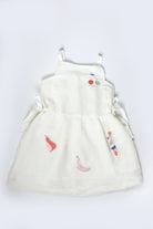 جينجرسنابس فستان بناتي مربعات ببادجات بأربطة جانبية حمالات اوف وايت