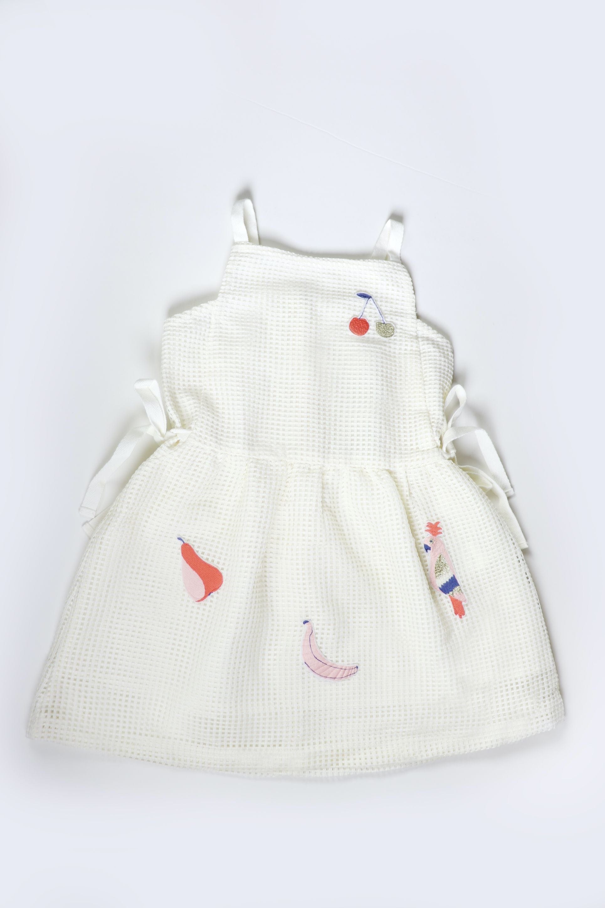 جينجرسنابس فستان بناتي مربعات ببادجات بأربطة جانبية حمالات اوف وايت