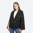 داليدرس جاكيت رسمي بأزرار أمامية كم مفتوح نسائي أسود