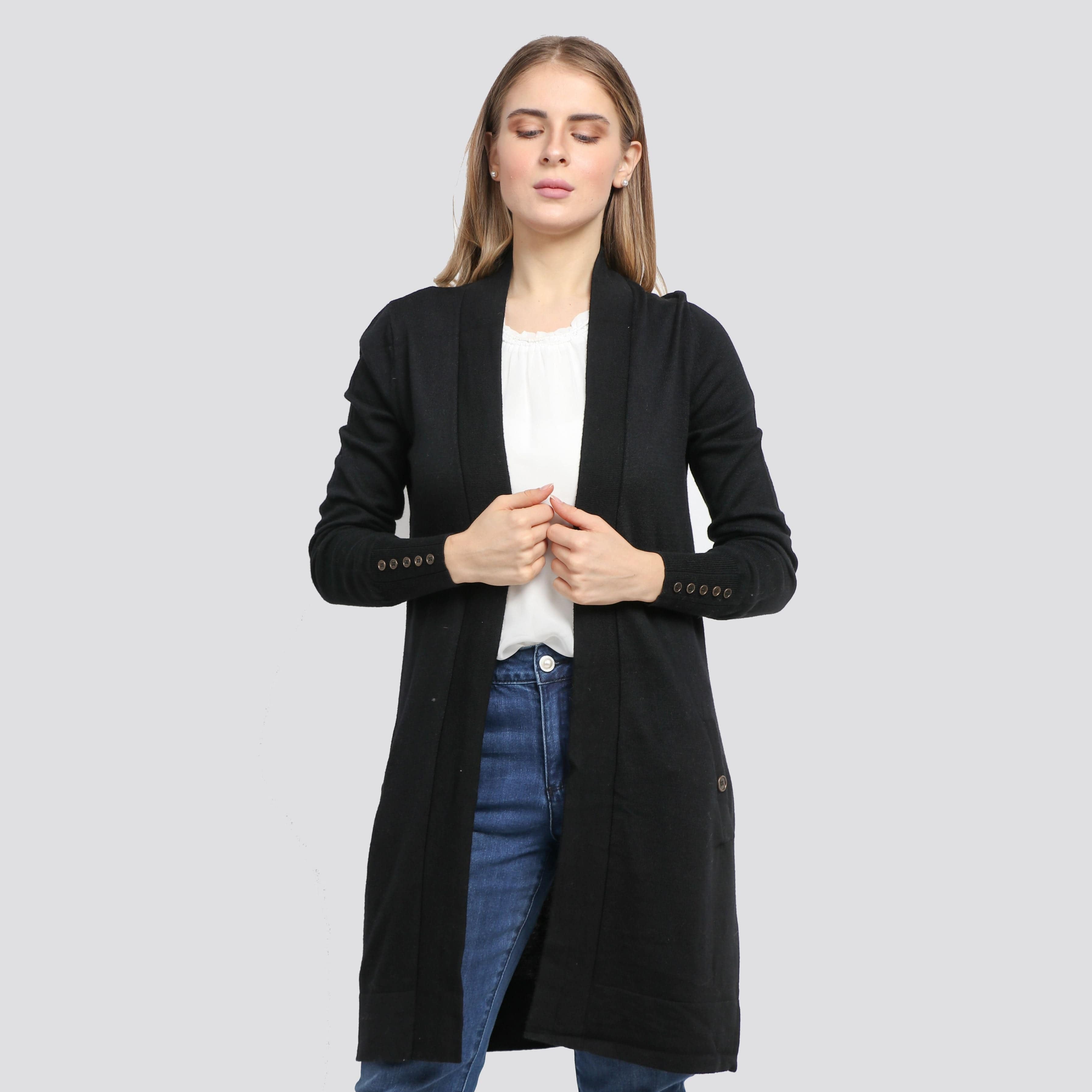 داليدرس كارديجان طويل سادة مزين بأزرار نسائي