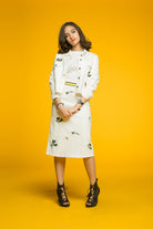 كيتشن جاكيت جينز منقوش بكم طويل نسائي