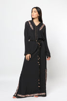 ديامانتين قفطان طويل بحزام على الخصر كم طويل