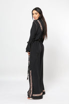 ديامانتين قفطان طويل بحزام على الخصر كم طويل