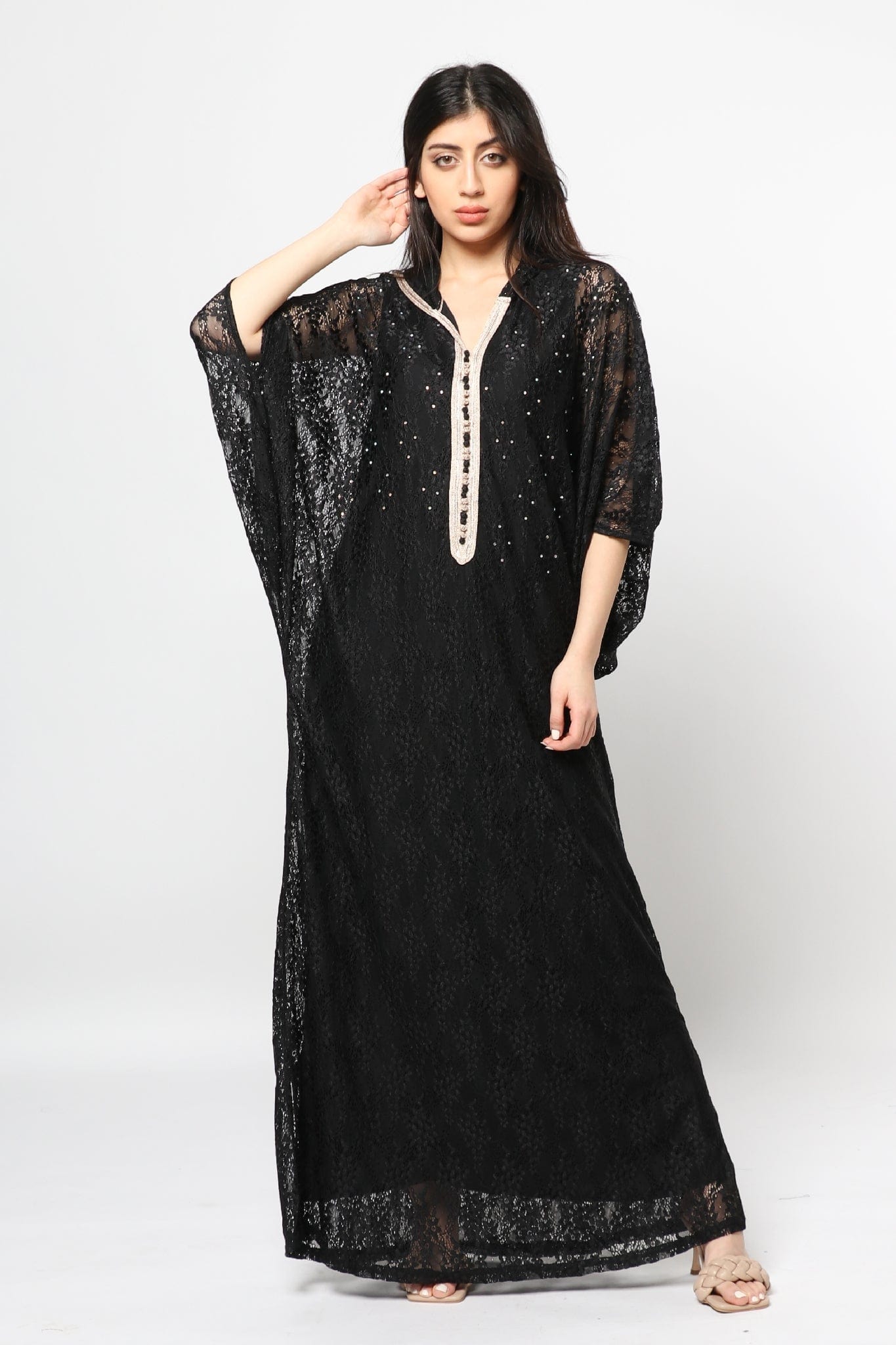 ديامانتين عباية دانتيل شفافة 3/4 كم نسائي