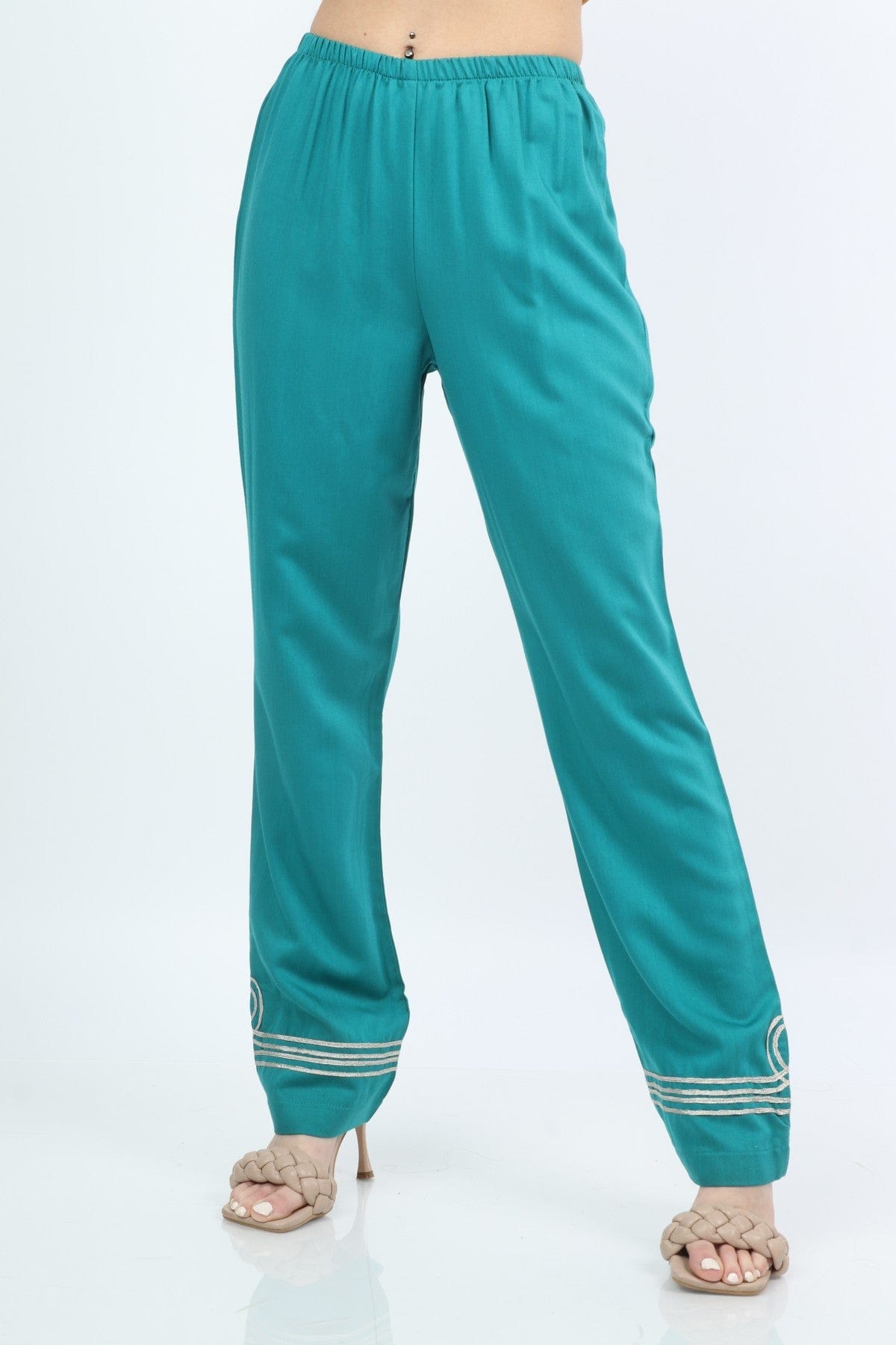 ديامانتين بنطلون طويل سادة مطرز من أسفل