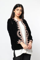 ديامانتين سترة سادة مزين بالخيوط طويلة الأكمام أسود