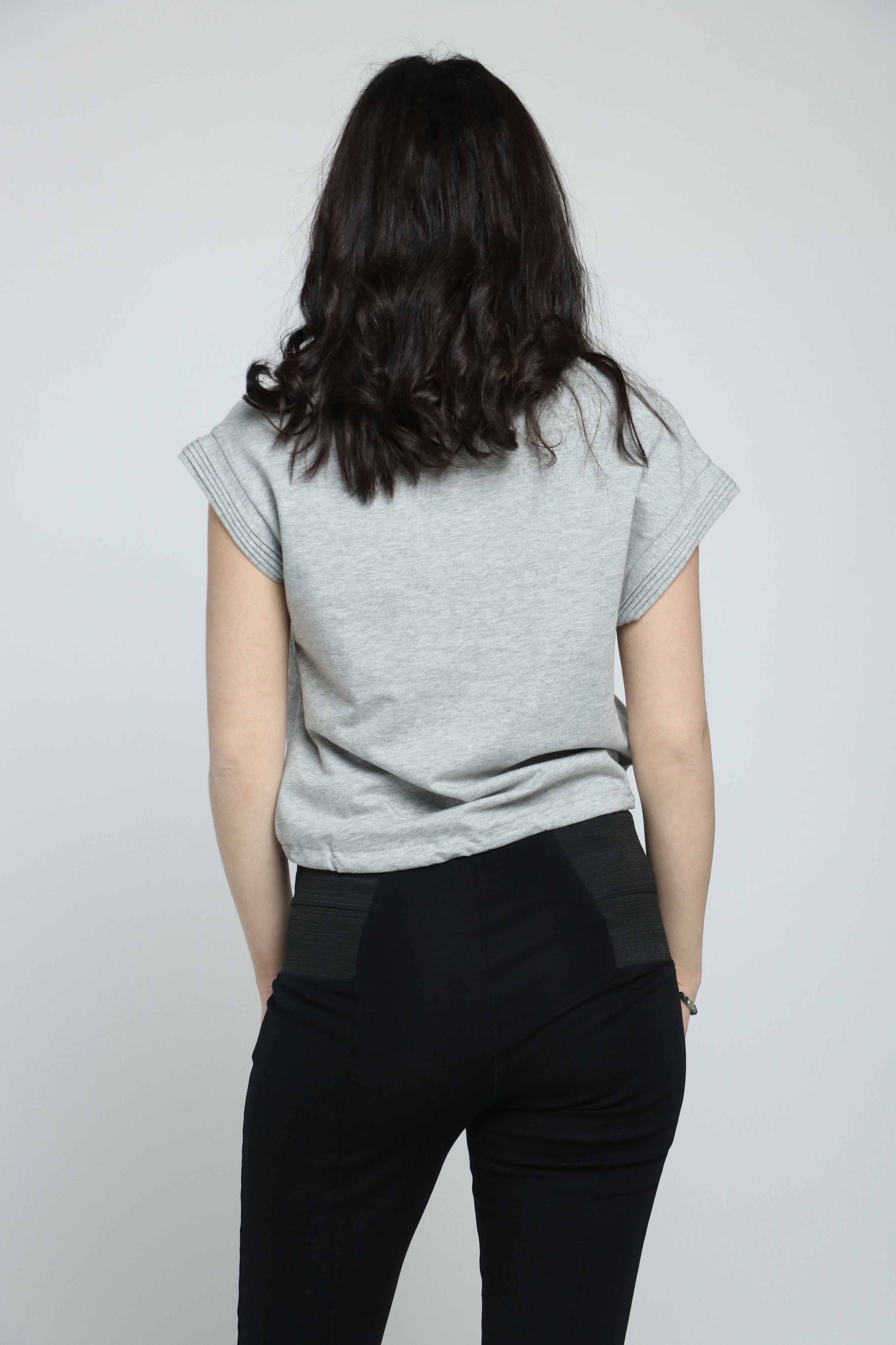 كيتشن بلوزة قطن سبعة كم قصير برباط على الخصر نسائي