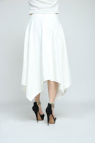 كيتشن تنورة ميدي نسيج قطن تصميم بنطلون بجيوب وزر غلق أمامي