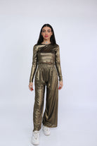 كيتشن بلوزة سواريه لامعة سادة قصيرة كم طويل نسائي