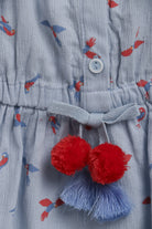 جينجرسنابس فستان مخصر أزرار أمامية حمالات فيونكة رضع بناتي أزرق