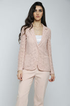 داليدرس جاكيت نسائي قصير دانتيل كم طويل نسائي وردي