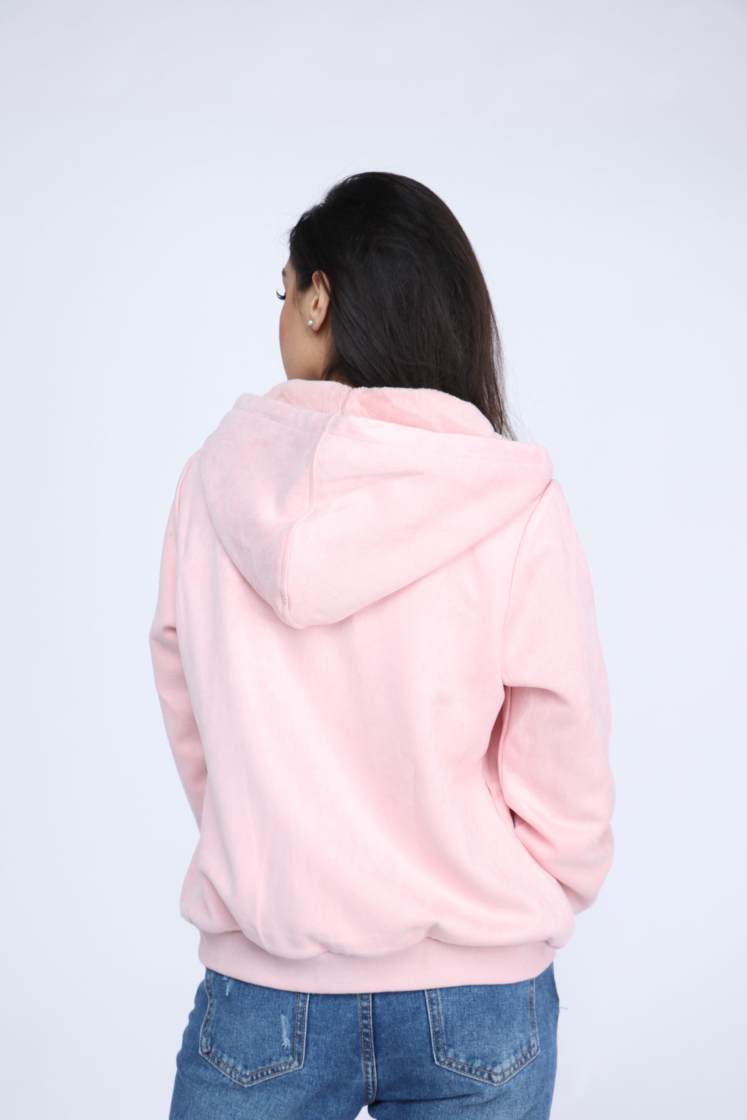 ميكا سترة سادة بسحاب بجيوب أمامية بأكمام طويلة