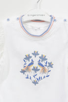 جينجرسنابس بلوزة سادة أزرار أمامية حمالات مكشكشة بناتي رضع أوف وايت