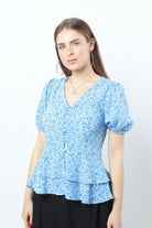 نتشي بلوزة كلاسيكية موردة بأزرار أمامية سبعة نسائي