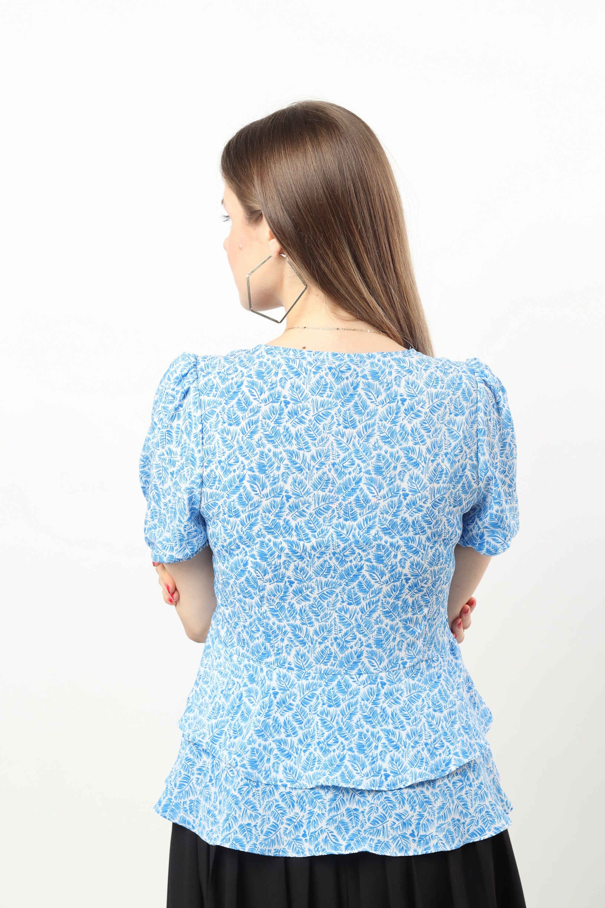 نتشي بلوزة كلاسيكية موردة بأزرار أمامية سبعة نسائي