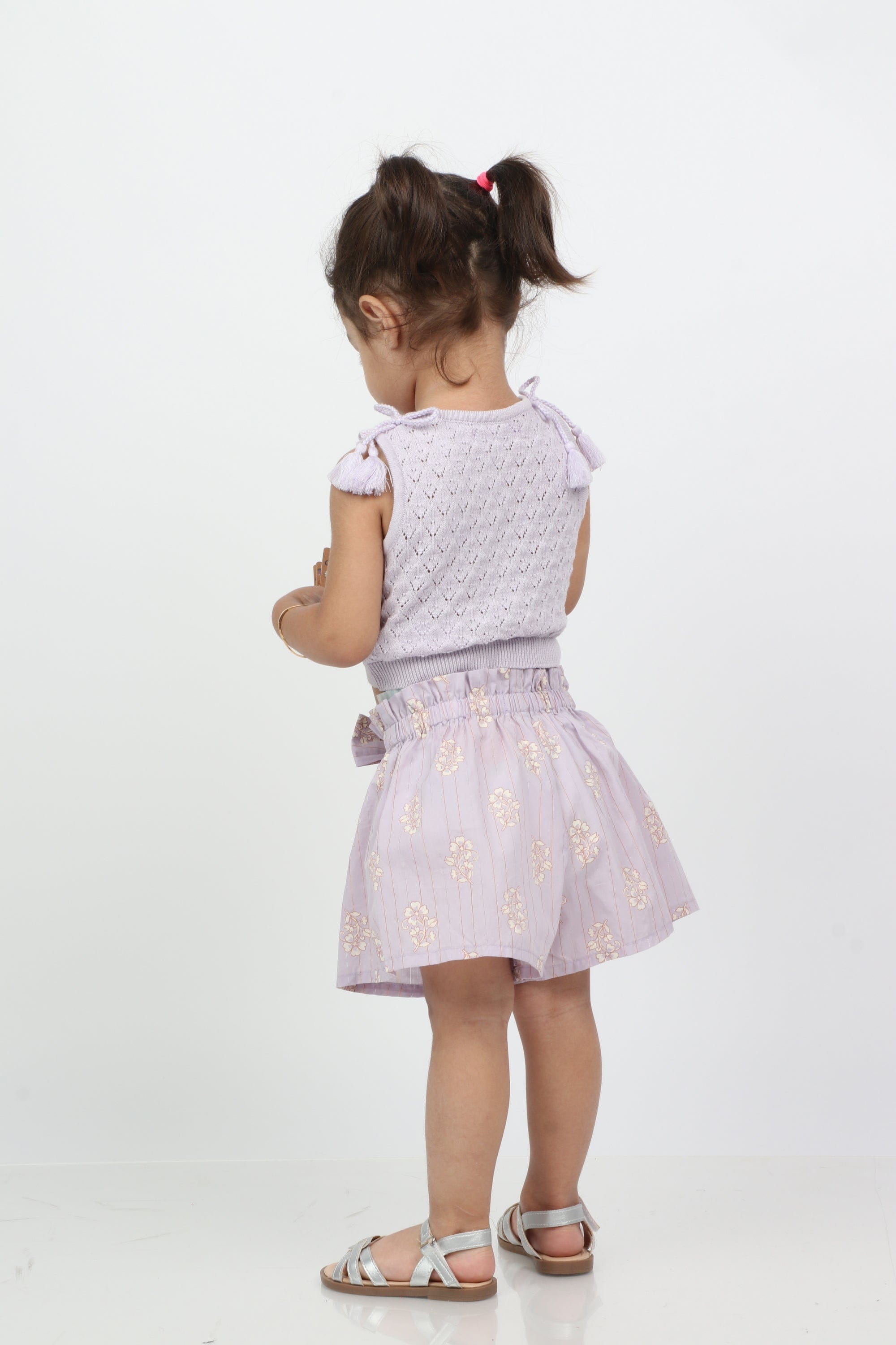 جينجرسنابس بلوزة بناتي رضع قصيرة مخرمة بكرانيش على الرقبة بنفسجي