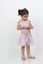 جينجرسنابس بلوزة بناتي رضع قصيرة مخرمة بكرانيش على الرقبة بنفسجي