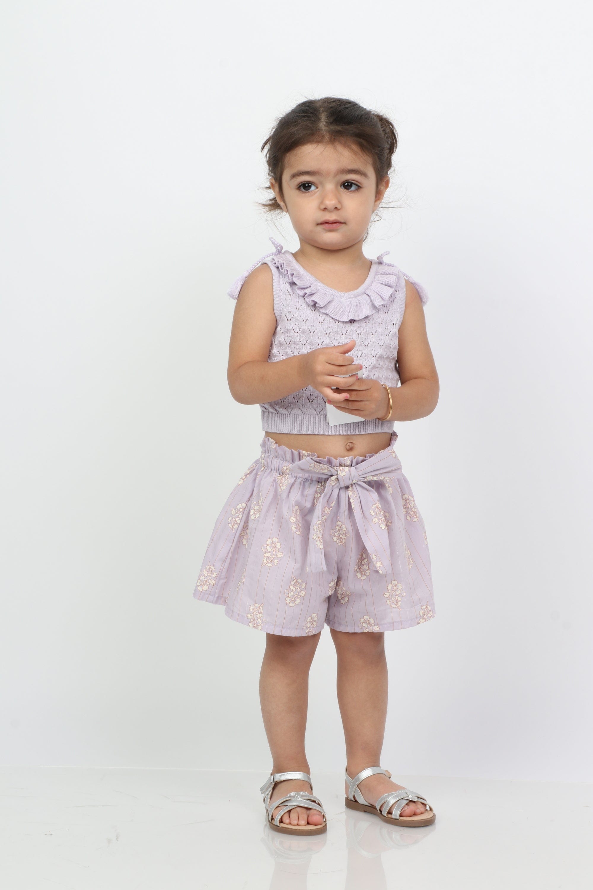 جينجرسنابس بلوزة بناتي رضع قصيرة مخرمة بكرانيش على الرقبة بنفسجي