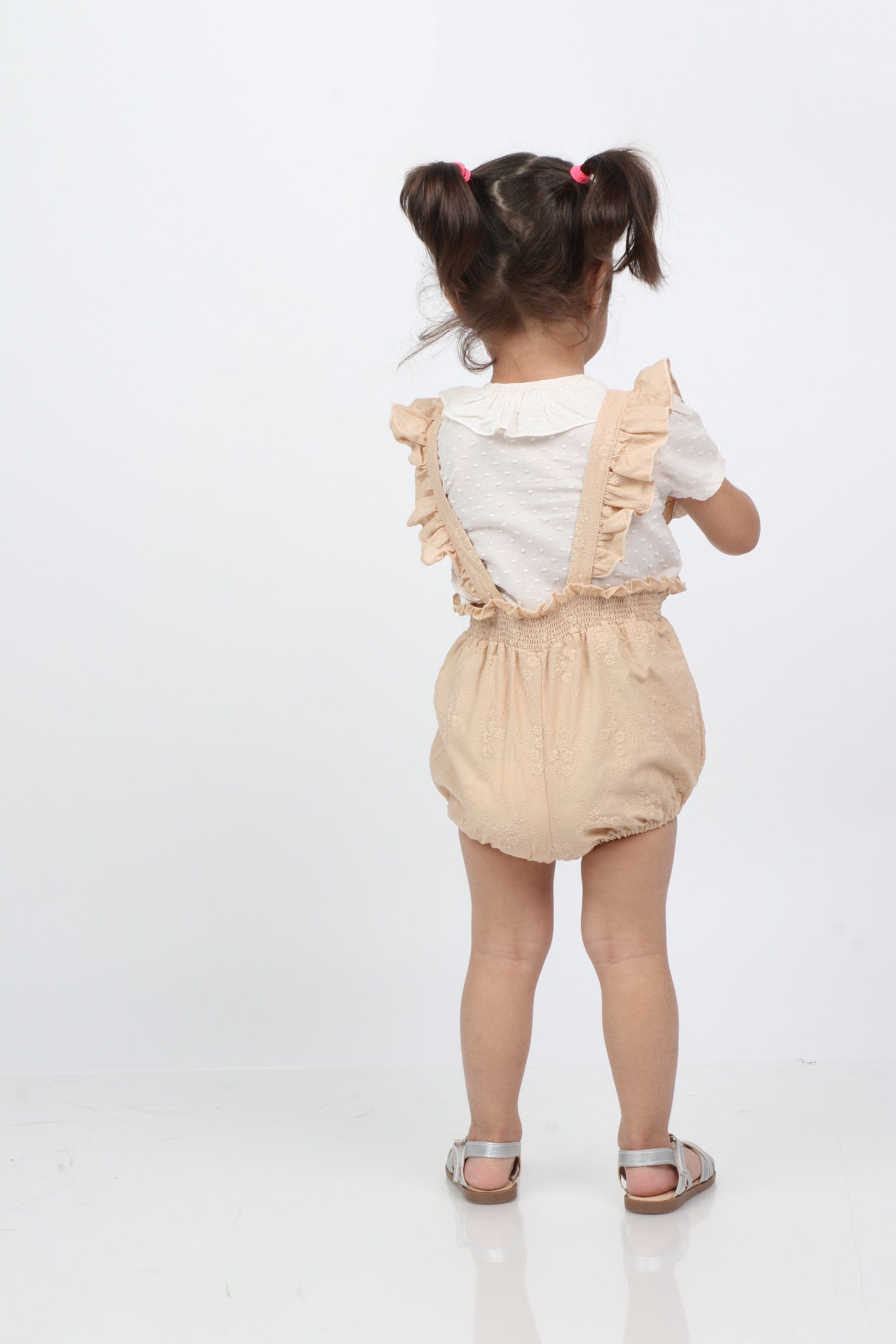 جينجرسنابس طقم بناتي للرضع بحمالات ملحق بقميص بني