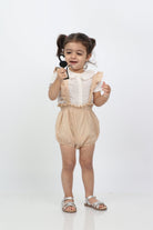 جينجرسنابس طقم بناتي للرضع بحمالات ملحق بقميص بني