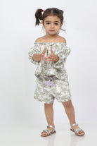 جينجرسنابس طقم شورت بناتي وبلوزة أوف شولدر مشجرة متعدد الألوان