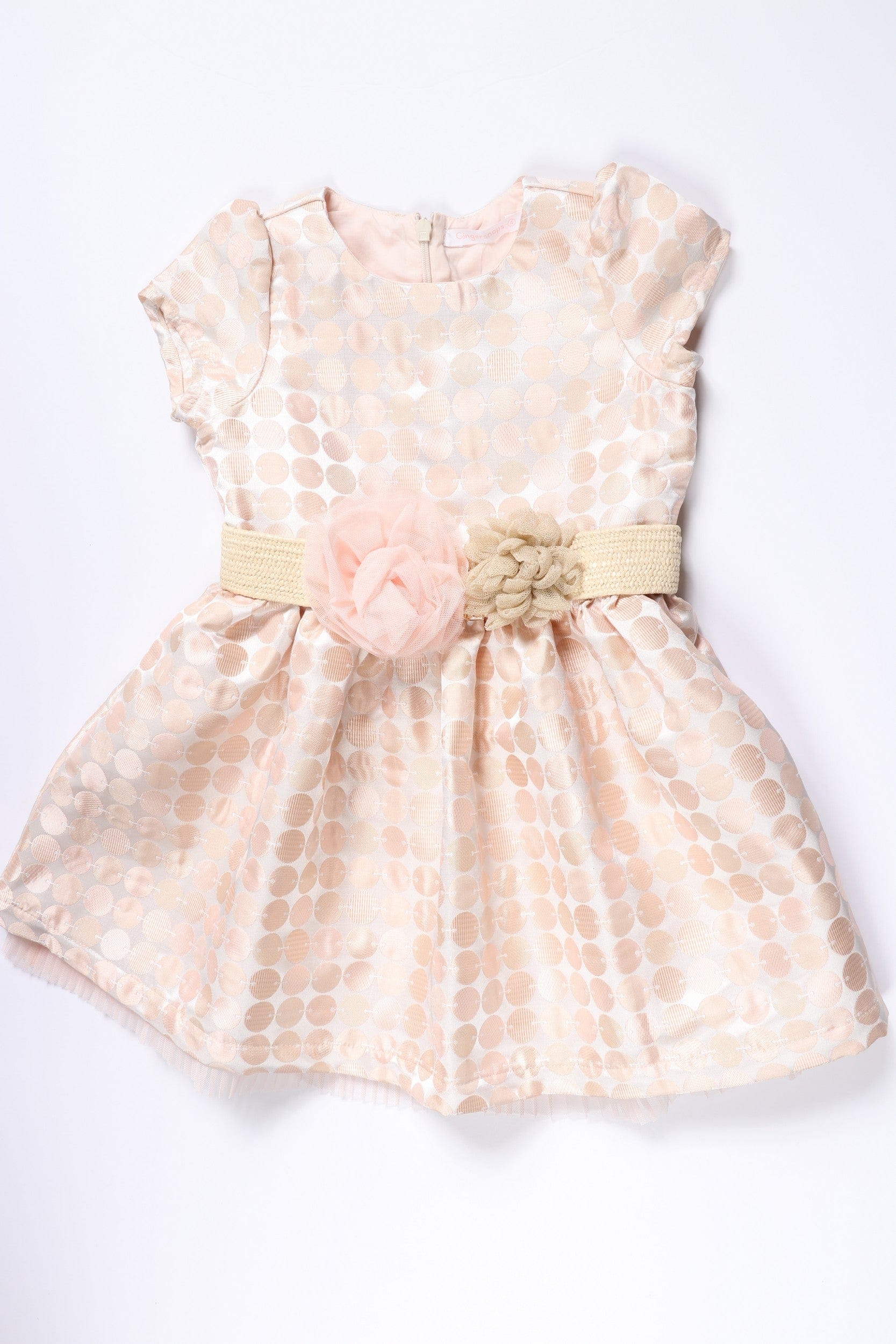 جينجرسنابس فستان بناتي منقط ستان كم قصير وردي