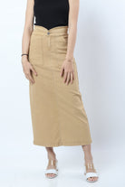 نتشي تنورة سليم طويلة بخصر عالي وجيوب أمامية