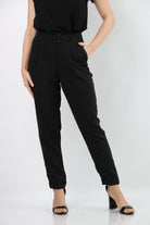 نتشي بنطلون كلاسيك خصر مرتقع طويل نسائي أسود