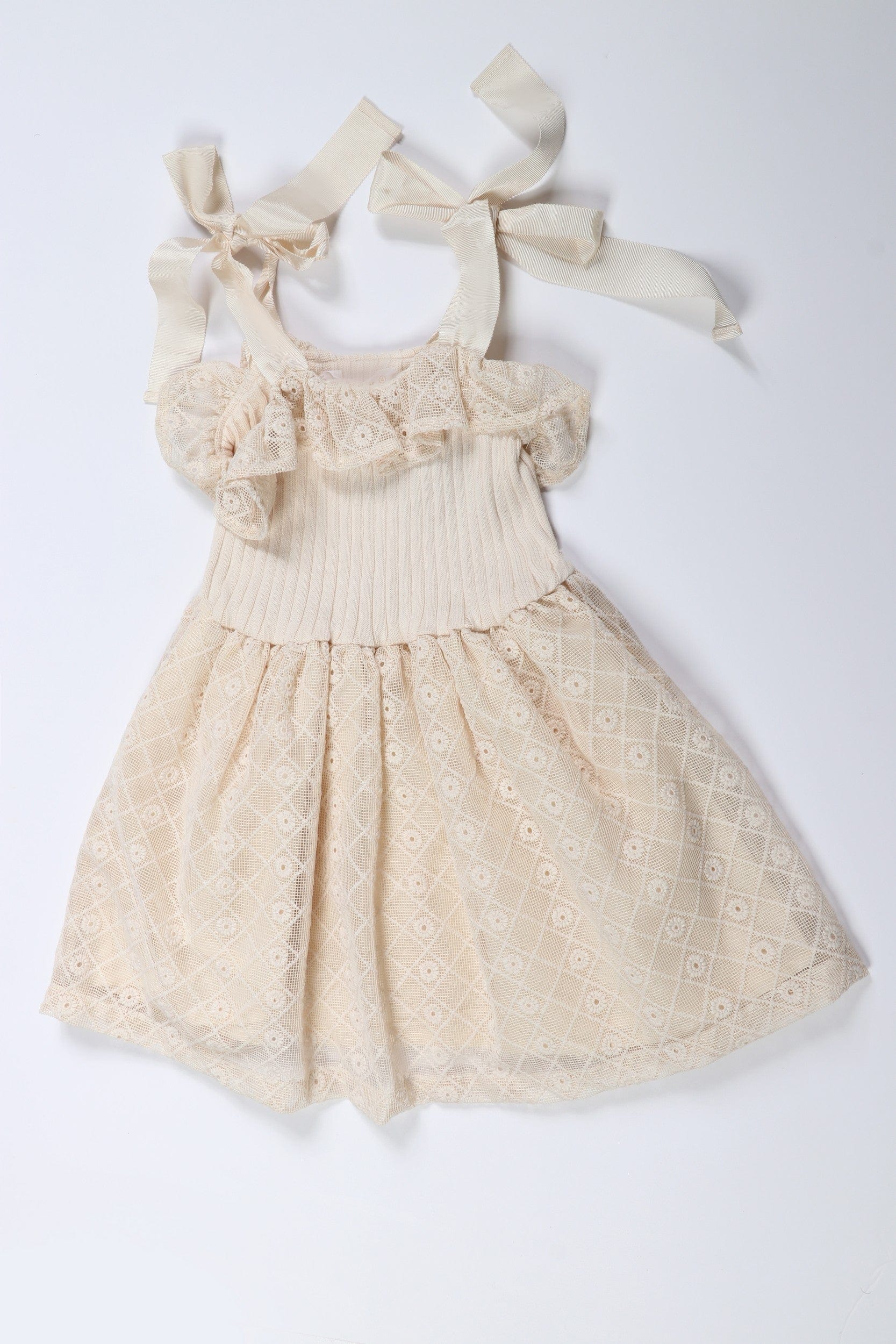 جينجرسنابس فستان بناتي مخطط بالطول حمالات أبيض