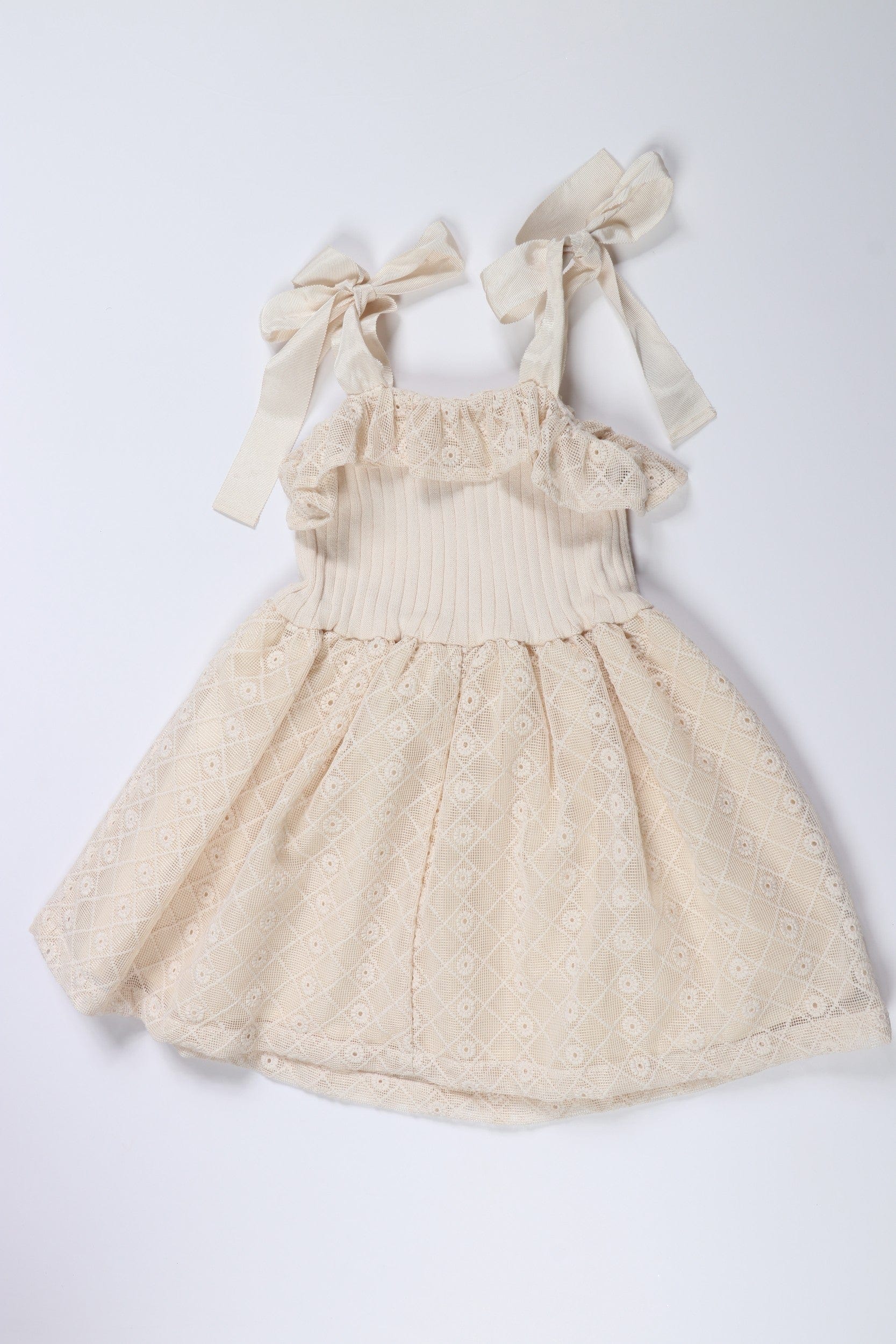 جينجرسنابس فستان بناتي مخطط بالطول حمالات أبيض