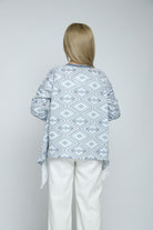 داليدرس كارديجان منقوش طويل من خلف كم طويل نسائي عاجي