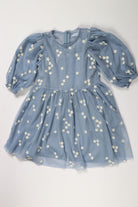 جينجرسنابس فستان بناتي سادة مزين بالنجوم أزرق