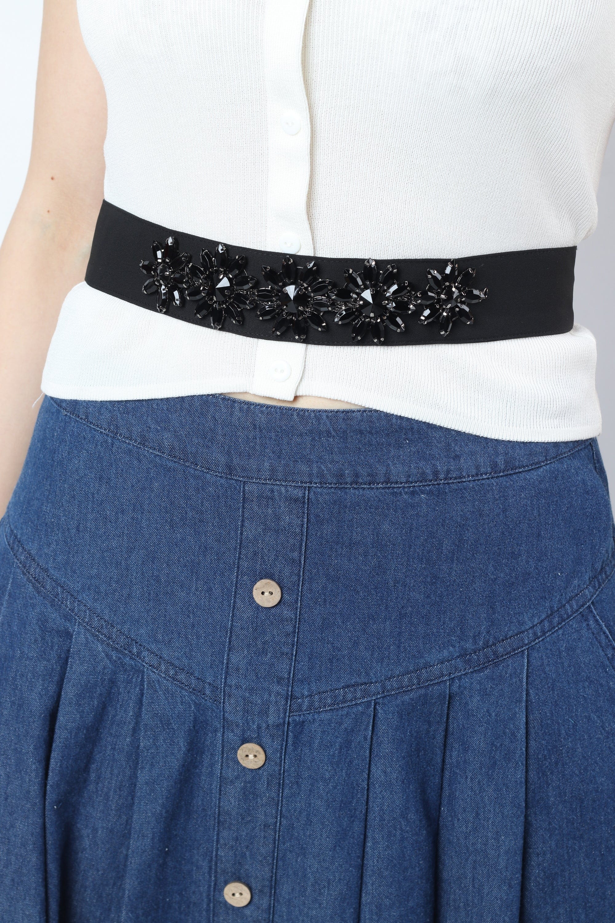 نتشي حزام مطاطي مع ترصيع من المنتصف نسائي