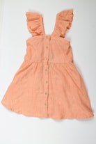 جينجرسنابس فستان حمالات كرانيش عريضة بأزرار أمامية بناتي برتقالي فاتح